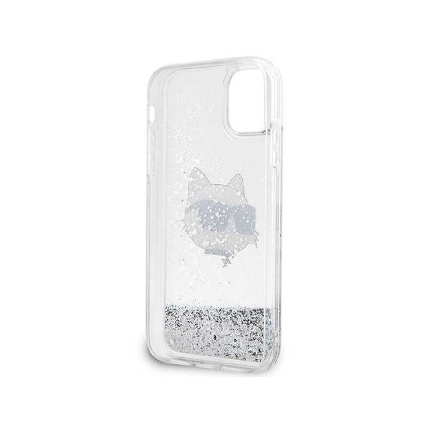 Karl Lagerfeld Liquid Glitter NFT Choupette Head – dėklas, skirtas iPhone 11 (sidabrinis)