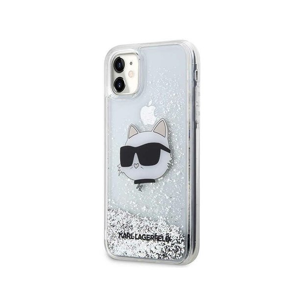 Karl Lagerfeld Liquid Glitter NFT Choupette Head – dėklas, skirtas iPhone 11 (sidabrinis)