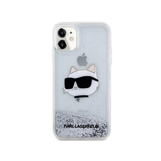 Karl Lagerfeld Liquid Glitter NFT Choupette Head – dėklas, skirtas iPhone 11 (sidabrinis)