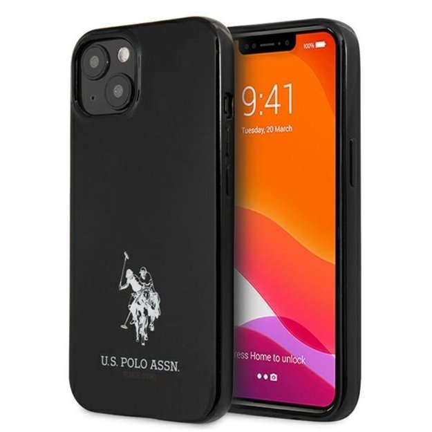 JAV „Polo Assn Horses“ logotipas – „iPhone 13“ dėklas (juodas)