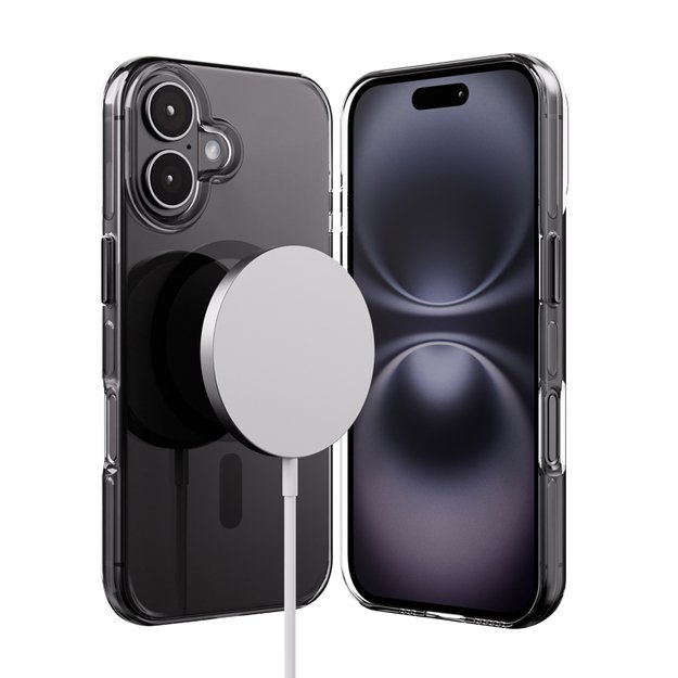 Crong Clear MAG Pro – dėklas iPhone 16 MagSafe (juodas) 1