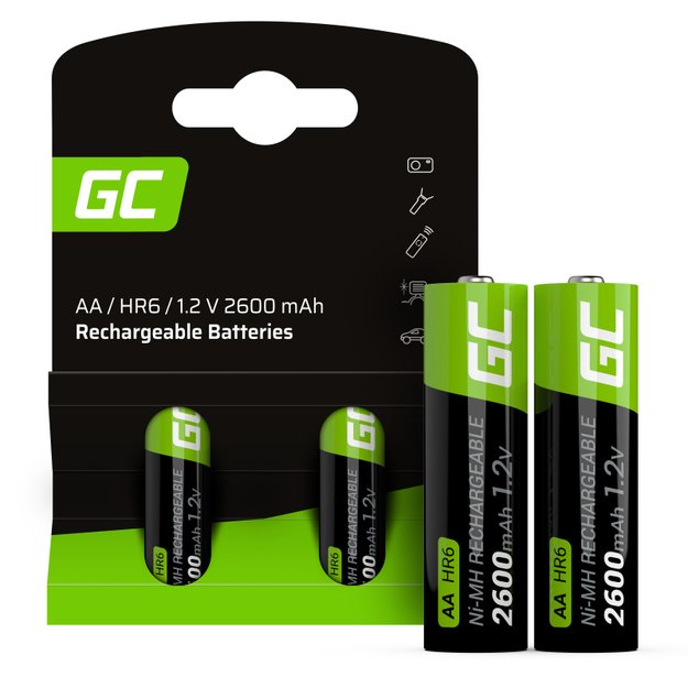 Green Cell – 2x AA HR6 2600mAh įkraunamos baterijos