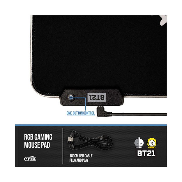 BT21 - žaidimų / stalo kilimėlis XXL su LED apšvietimu (90 x 40 cm) 13