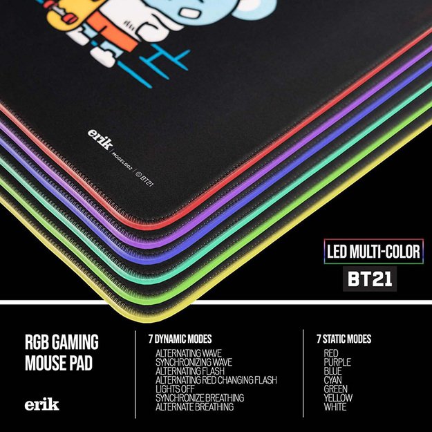 BT21 - žaidimų / stalo kilimėlis XXL su LED apšvietimu (90 x 40 cm) 10