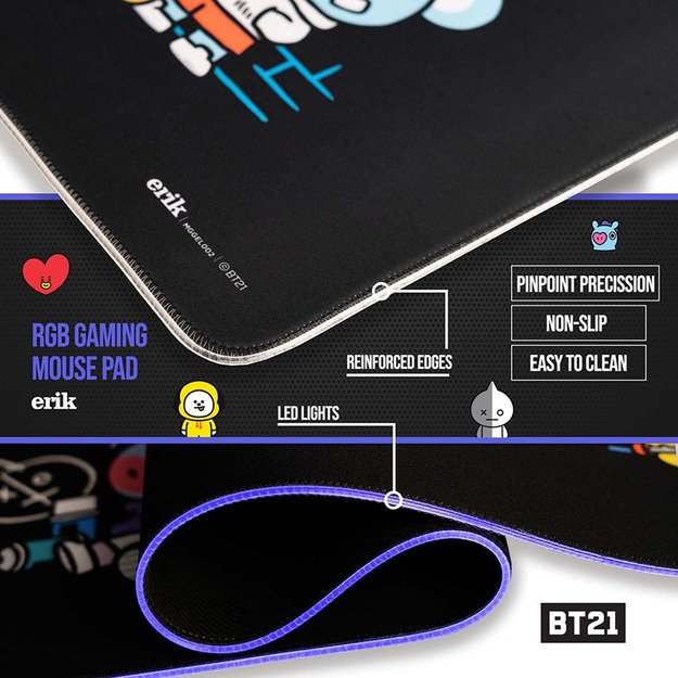 BT21 - žaidimų / stalo kilimėlis XXL su LED apšvietimu (90 x 40 cm) 12