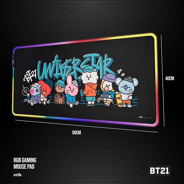 BT21 - žaidimų / stalo kilimėlis XXL su LED apšvietimu (90 x 40 cm) 9