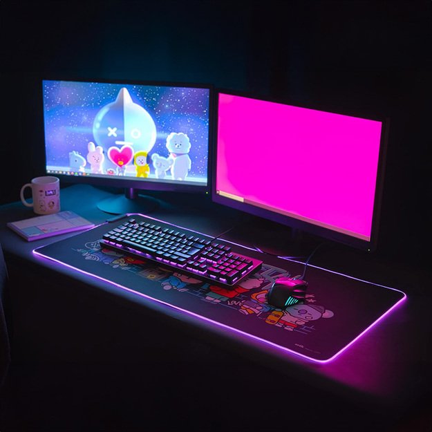 BT21 - žaidimų / stalo kilimėlis XXL su LED apšvietimu (90 x 40 cm) 14