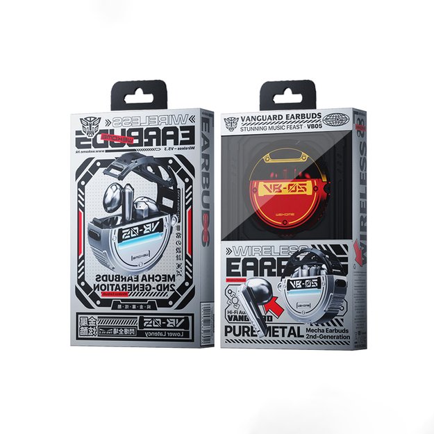 WEKOME VB05 Vanguard serija – belaidės Bluetooth V5.3 TWS ausinės su įkrovimo dėklu (raudonas) 4