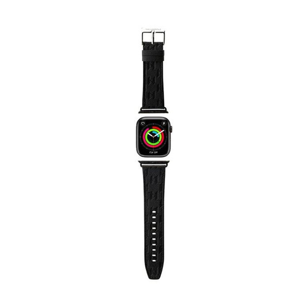 Karlo Lagerfeldo Saffiano monograma – Apple Watch 38/40/41 mm dirželis (juodas) 4