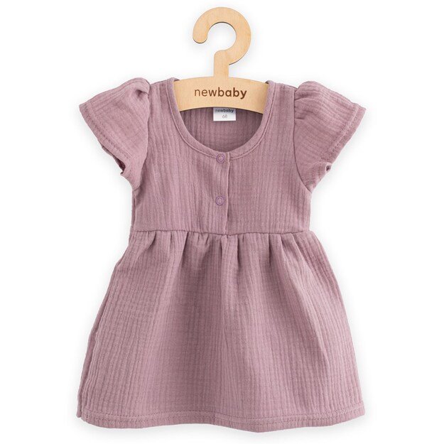Kūdikių muslino suknelė New Baby levandų spalvos, 68 (4-6m)
