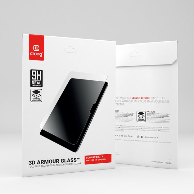 „Crong 3D Armour Glass“ grūdintas stiklas „iPad Pro 13 M4“ (2024)