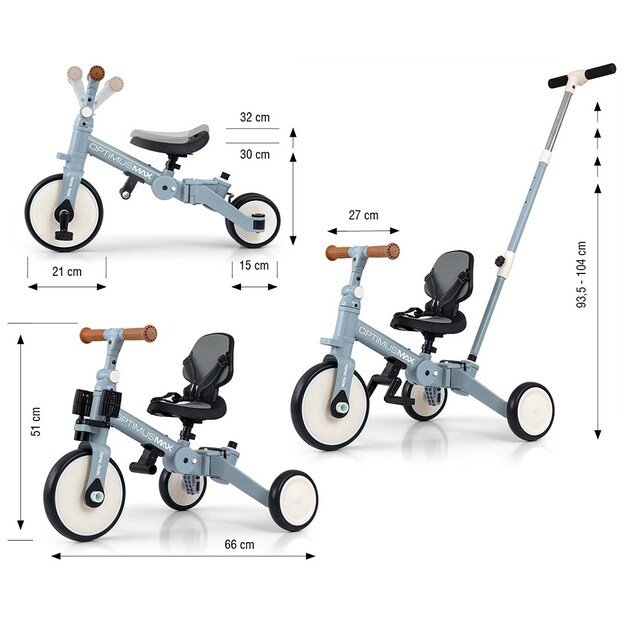 Milly Mally Optimus Max 5in1 triratis su džinsinio audinio kreipiančiąja juosta
