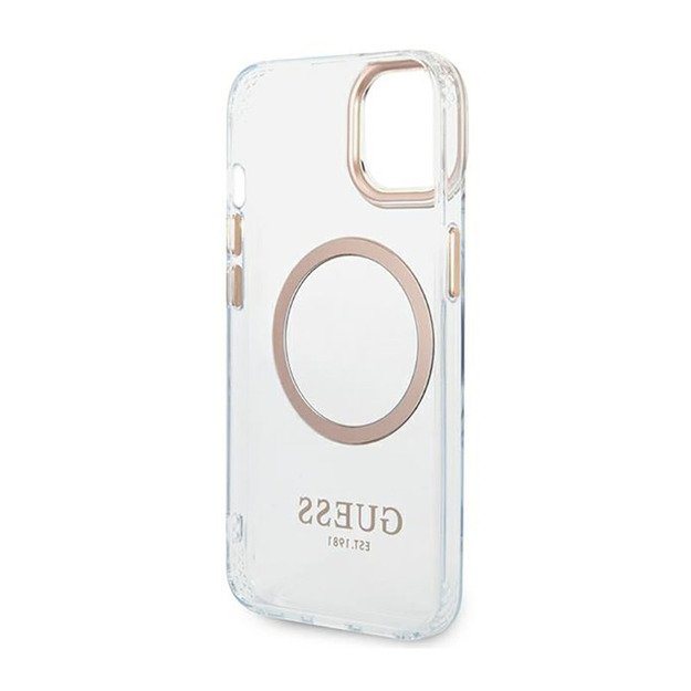 „Guess Metal Outline MagSafe“ dėklas, skirtas „iPhone 14 Plus“ (skaidrus) 15
