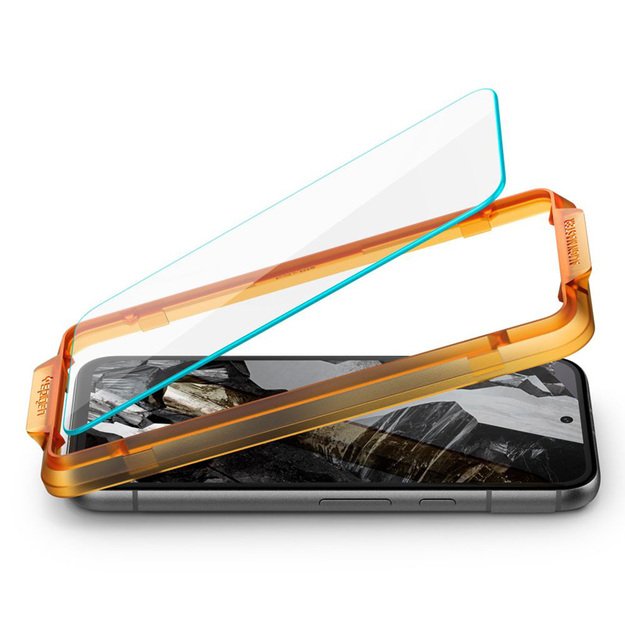 „Spigen Alm Glas.TR“ 2 grūdinto stiklo „Google Pixel 8A“ dėklas (skaidrus)