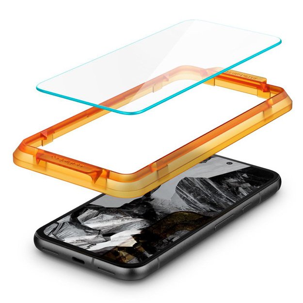 „Spigen Alm Glas.TR“ 2 grūdinto stiklo „Google Pixel 8A“ dėklas (skaidrus)