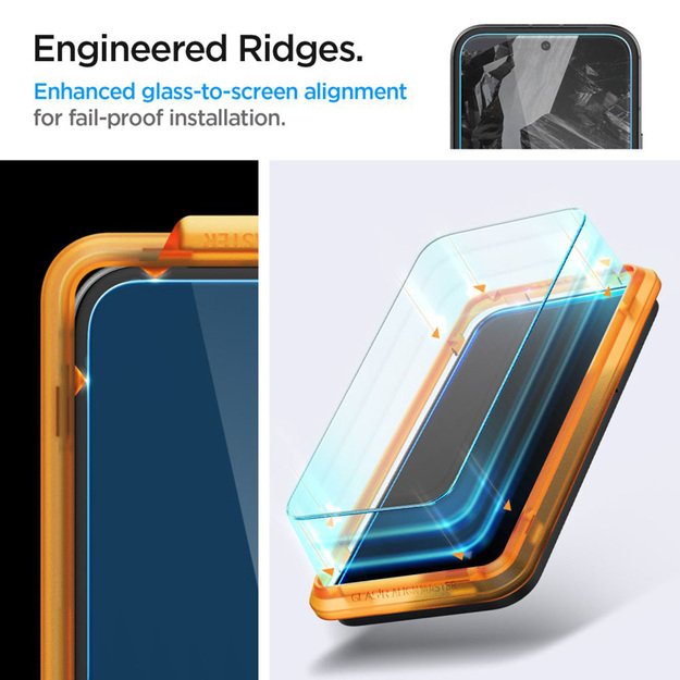 „Spigen Alm Glas.TR“ 2 grūdinto stiklo „Google Pixel 8A“ dėklas (skaidrus)