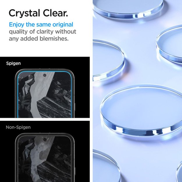 „Spigen Alm Glas.TR“ 2 grūdinto stiklo „Google Pixel 8A“ dėklas (skaidrus)