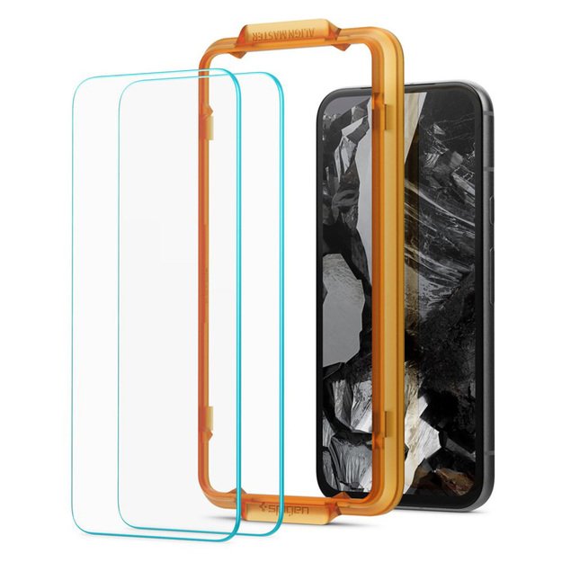 „Spigen Alm Glas.TR“ 2 grūdinto stiklo „Google Pixel 8A“ dėklas (skaidrus)