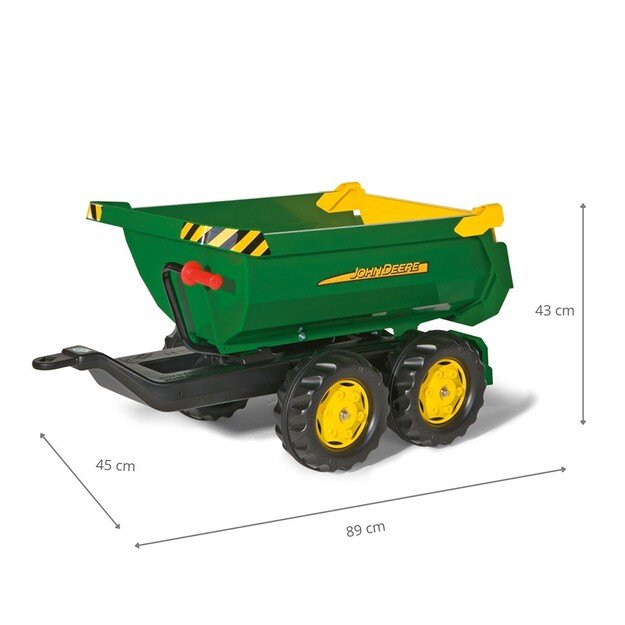 Savivartė traktoriaus priekaba Rolly Toys John Deere Halfpipe žalia