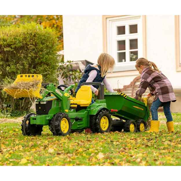 Savivartė traktoriaus priekaba Rolly Toys John Deere Halfpipe žalia