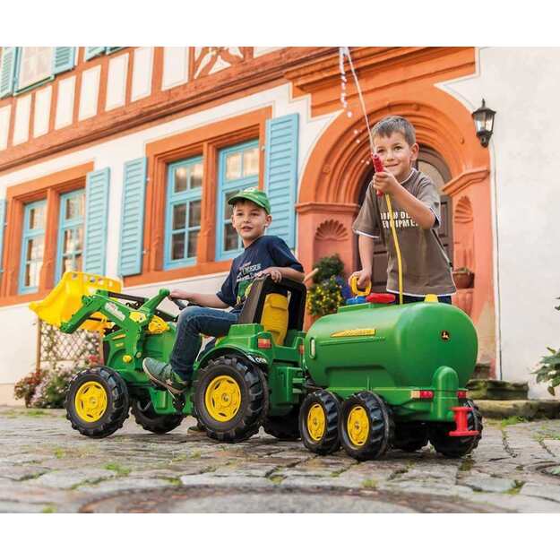 Savivartė traktoriaus priekaba Rolly Toys John Deere Halfpipe žalia