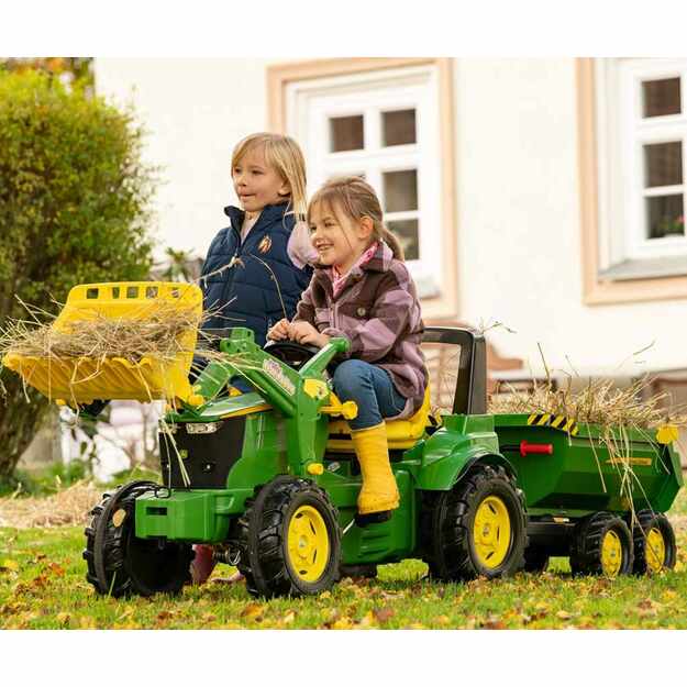 Savivartė traktoriaus priekaba Rolly Toys John Deere Halfpipe žalia