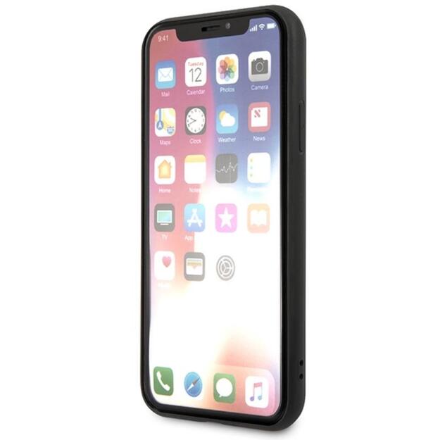 Karl Lagerfeld Saffiano Karl & Choupette Heads dėklas, skirtas iPhone Xs / X (juodas)