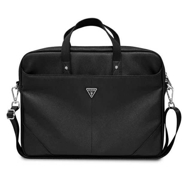 „Guess Saffiano“ trikampio logotipo kompiuterio krepšys – 15/16 colių (juodas) 3