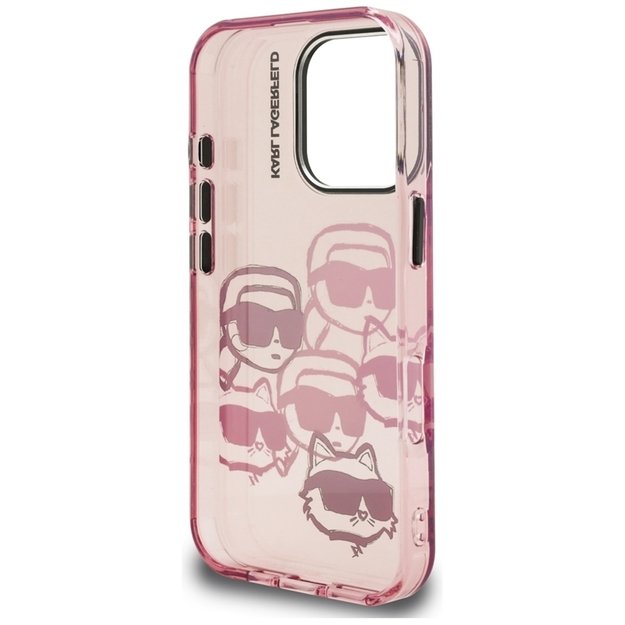 „Karl Lagerfeld IML Multi K&C Head Pattern“ dėklas, skirtas „iPhone 16 Pro“ (rožinis) 2