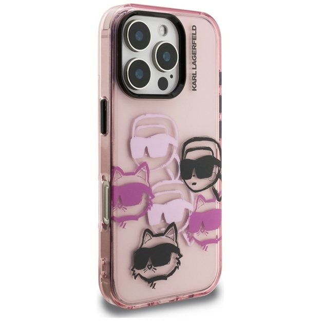 „Karl Lagerfeld IML Multi K&C Head Pattern“ dėklas, skirtas „iPhone 16 Pro“ (rožinis) 5