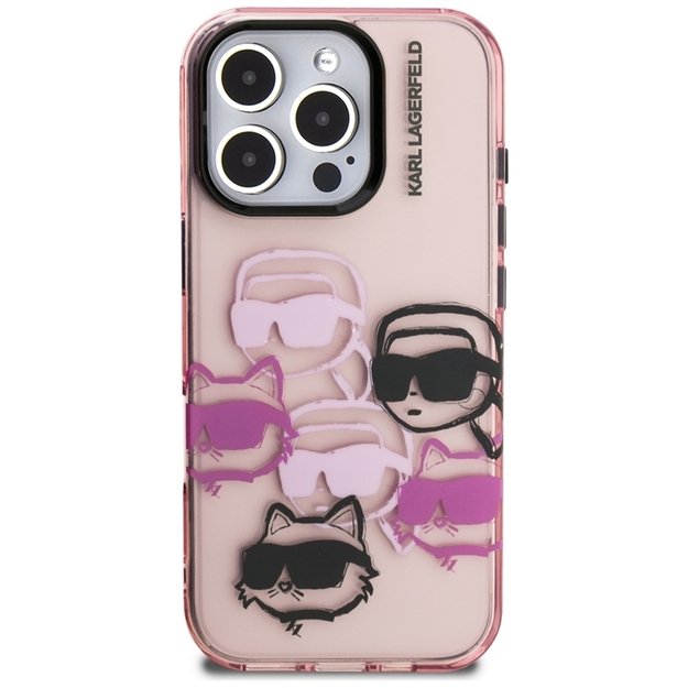 „Karl Lagerfeld IML Multi K&C Head Pattern“ dėklas, skirtas „iPhone 16 Pro“ (rožinis) 6