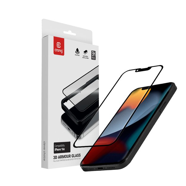 „Crong 3D Armour Glass“ – grūdintas stiklas, skirtas „iPhone 16e“ / „iPhone 14“ / „iPhone 13“ / „iPhone 13 Pro+“ montavimo rėmeliui 8