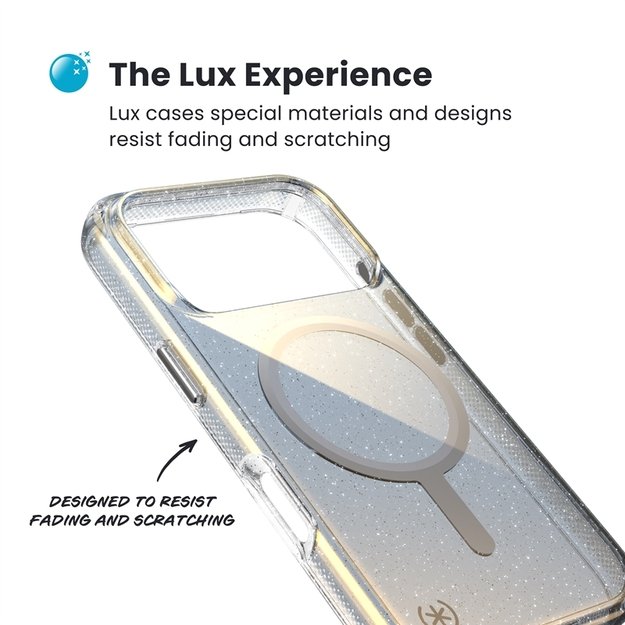 „Speck Presidio Lux MagSafe“ dėklas, skirtas „iPhone 17 Pro“ (hiperveidro blizgesio / metalinio sidabro spalvos) 1