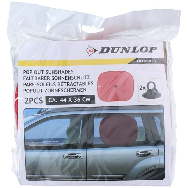 Dunlop - Saulės skydelis automobilio šoniniams langams 36x44 cm 2 vnt (raudonas)