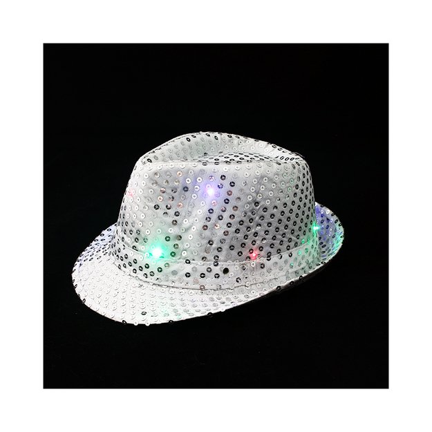 Silver disco hat with LED 3