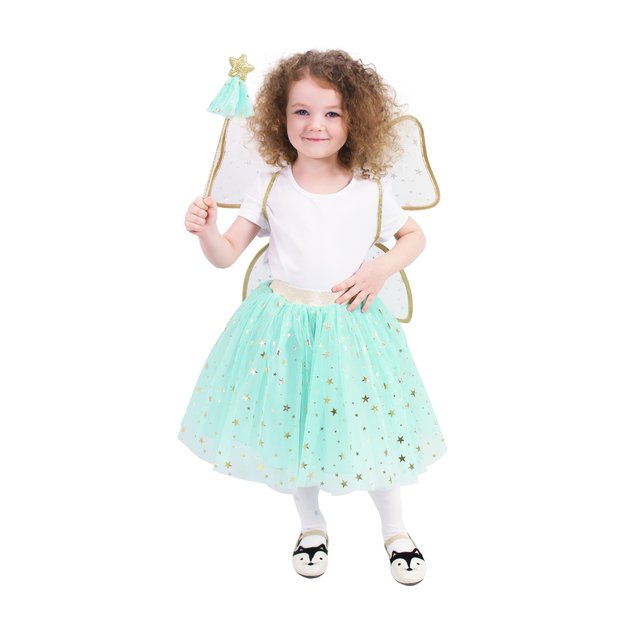 Children costume green fairy tutu skirt with accs. 3