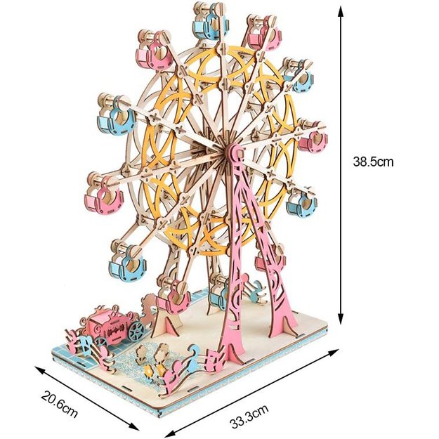 Woodcraft 3D dėlionė Apžvalgos ratas pastelė 3