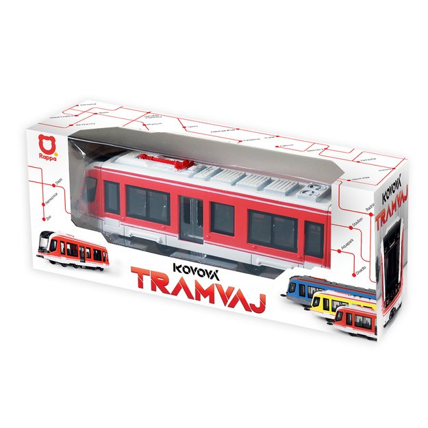 Tram metal red 20 cm 7
