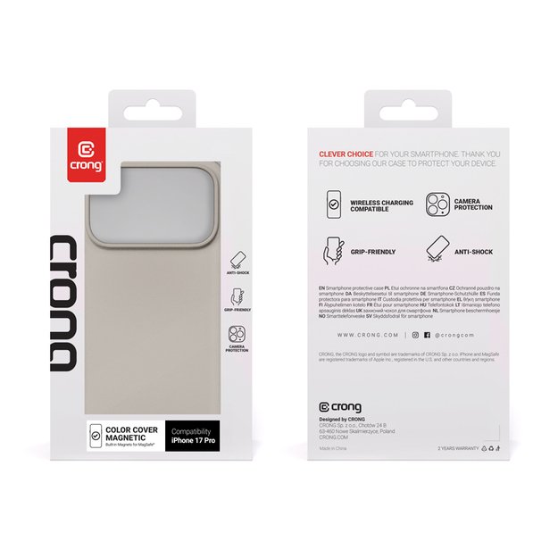 „Crong Color Cover Magnetic“ dėklas „MagSafe iPhone 17 Pro“ (akmens smėlio spalvos) 22