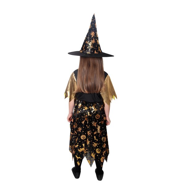 Children costume - golden witch with hat (M) 4
