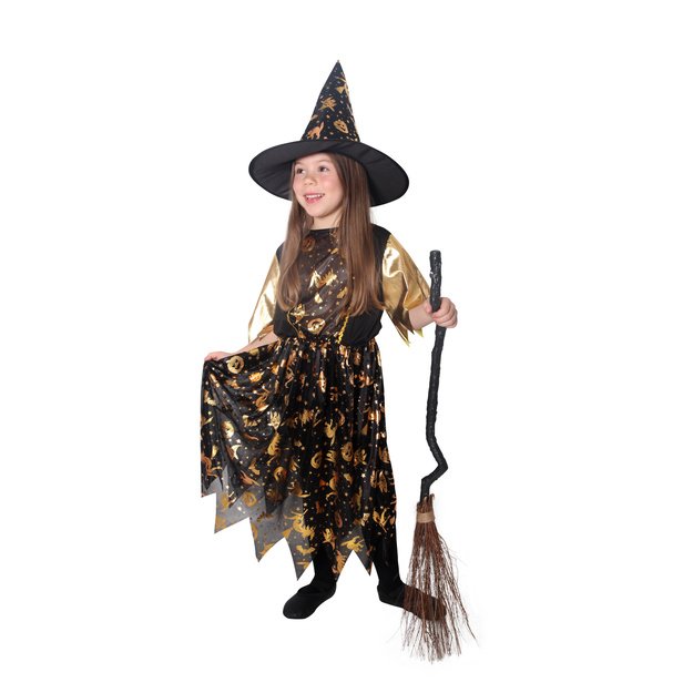 Children costume - golden witch with hat (M) 3