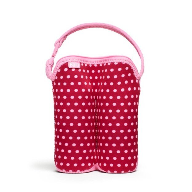 BUILT Bottle Buddy Du butelių krepšys su laikikliu (Baby Pink Mini Dots) 1
