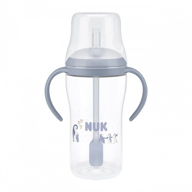 NUK Perfect Match lavinamasis buteliukas su šiaudeliu PINGVINAS 260 ml