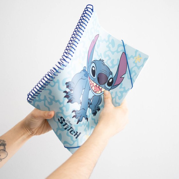 Disney Stitch – A4 formato aplankas su elastine juostele + 30 permatomų rankovių