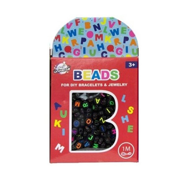 Karoliukų rinkinys su raidėmis juodos spalvos + 1 metro virvelė 1