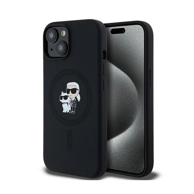 „Karl Lagerfeld“ silikoninis „Karl & Choupette MagSafe“ dėklas, skirtas „iPhone 15 Plus / 14 Plus“ (juodas) 1