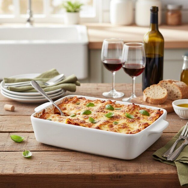 Alpina - Keraminis stačiakampis orkaitėje kepimo indas 28x18x6 cm (baltas) 3