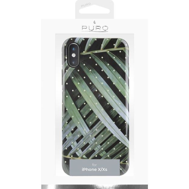 PURO Glam Tropical Leaves – dėklas, skirtas iPhone Xs / X (Brilliant Leaves)