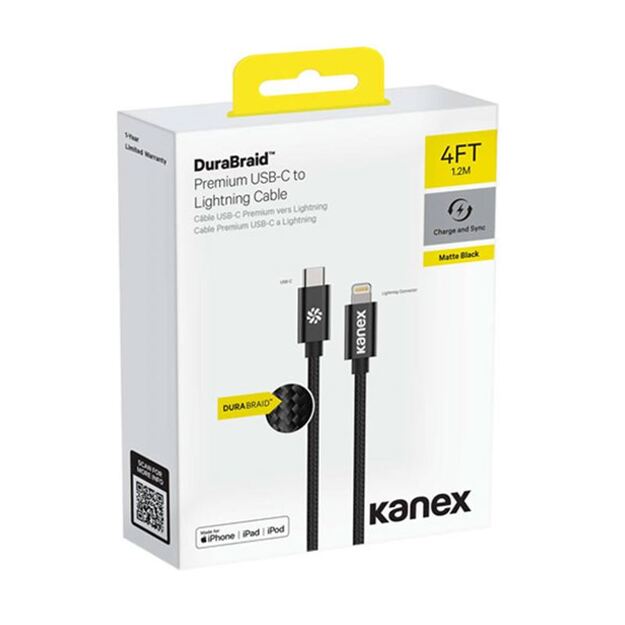 „Kanex Premium DuraBraid“ USB-C ir „Lightning“ kabelis (auksinis)