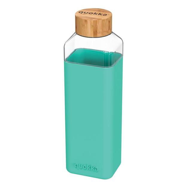 Quokka Storm - Stiklinis suapvalintas buteliukas su silikoniniu dangteliu 700ml (Teal)